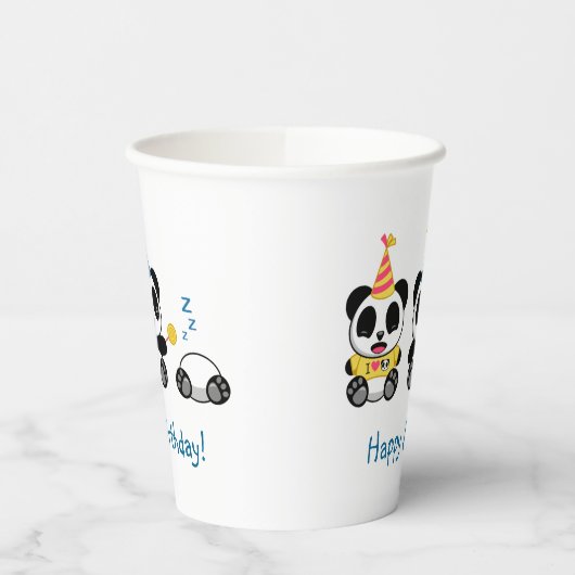 Gobelets En Papier Anniversaire de mignons petits pandas (Gauche)