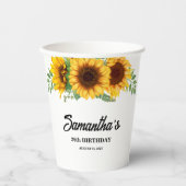 Gobelets En Papier Anniversaire de tournesol rustique (Recto)