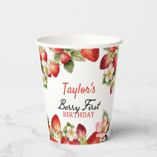Gobelets En Papier Anniversaire des fraises