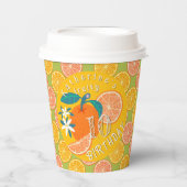 Gobelets En Papier Anniversaire des fruits orange (Recto)
