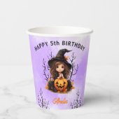 Gobelets En Papier Anniversaire d'Halloween Cute Little Witch tasses (Verso)