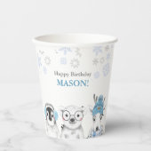 Gobelets En Papier Anniversaire d'hiver Animaux (Recto)
