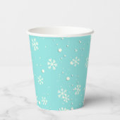 Gobelets En Papier Anniversaire d'hiver Flocon de neige Aqua Blue Bab (Verso)