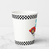 Gobelets En Papier Anniversaire Dinosaur voiture de course rouge nom  (Droite)