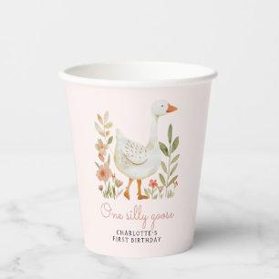 Gobelets En Papier Anniversaire d'Oie sotte rose