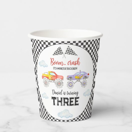 Gobelets En Papier Anniversaire du camion Monster (Recto)