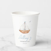 Gobelets En Papier Anniversaire du Charming Rustic Sailboat (Recto)