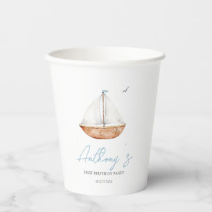 Gobelets En Papier Anniversaire du Charming Rustic Sailboat