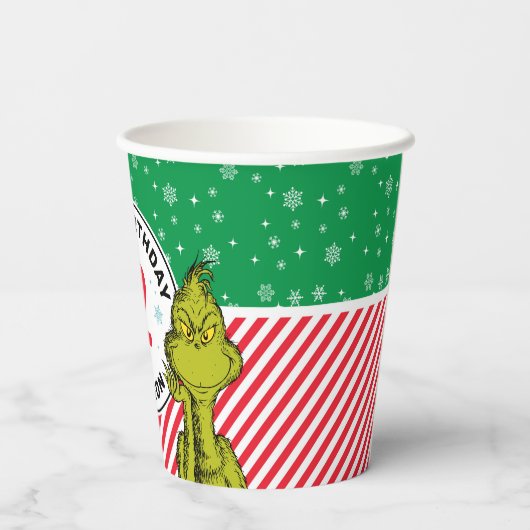 Gobelets En Papier Anniversaire du Grinch Red and Green Snowflake (Verso)