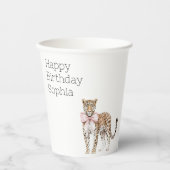 Gobelets En Papier Anniversaire du léopard rose (Recto)