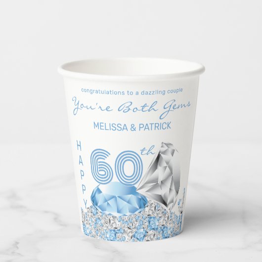 Gobelets En Papier Anniversaire du Mariage de diamant (Verso)