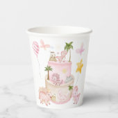 Gobelets En Papier Anniversaire du rose Stomp et des dinosaures (Verso)