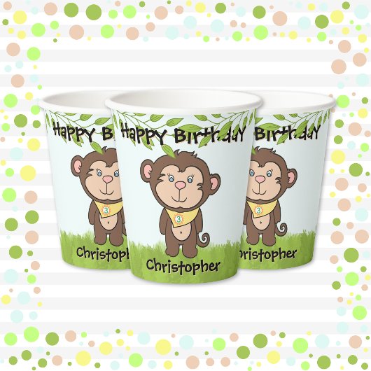 Gobelets En Papier Anniversaire du singe