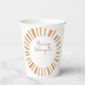 Gobelets En Papier Anniversaire du soleil, soleil 1er anniversaire, s (Verso)