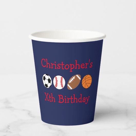 Gobelets En Papier Anniversaire du sport (Recto)