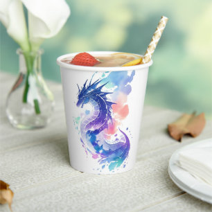 Gobelets En Papier Anniversaire enchanté du dragon qui respire le feu