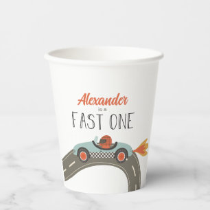 Gobelets En Papier Anniversaire Fast One voiture de course bleue