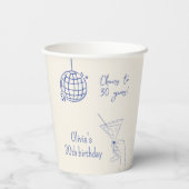 Gobelets En Papier Anniversaire fêté boule rétro disco (Verso)