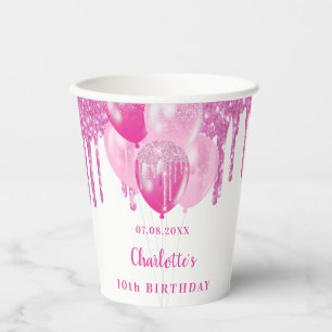 Gobelets En Papier Anniversaire fête fille rose parties scintillant n