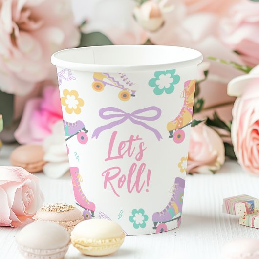 Gobelets En Papier Anniversaire Fille Patin à Roulettes Skating Let's