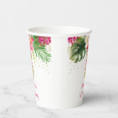 Gobelets En Papier Anniversaire floral d'ananas rose or (Droite)