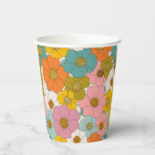 Gobelets En Papier Anniversaire Floral Hippie Retro (Verso)