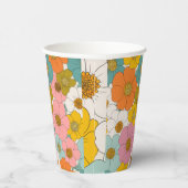 Gobelets En Papier Anniversaire Floral Hippie Retro (Droite)