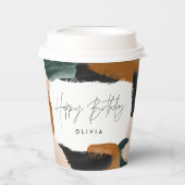 Gobelets En Papier Anniversaire Green terre cuite abstrait moderne él (Recto)