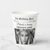 Gobelets En Papier Anniversaire Journal amusant noir & blanc photo (Recto)