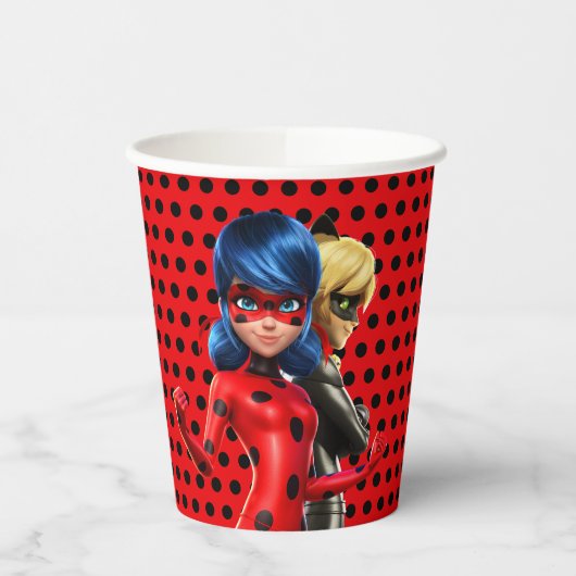 Gobelets En Papier Anniversaire Miraculé de Ladybug et de Cat Noir (Gauche)