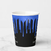 Gobelets En Papier Anniversaire noir bleu parties scintillant gouttes (Gauche)