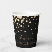 Gobelets En Papier Anniversaire noir or monogramme diamants (Verso)