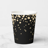 Gobelets En Papier Anniversaire noir or monogramme diamants (Gauche)