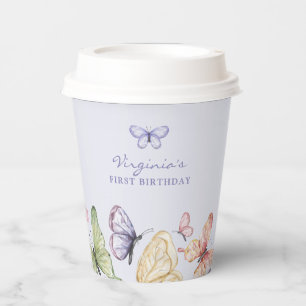 Gobelets En Papier Anniversaire Papillon Violet