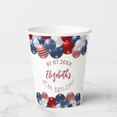 Gobelets En Papier Anniversaire patriotique USA rouge blanc bleu (Verso)