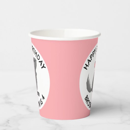 Gobelets En Papier Anniversaire personnalisé de chinchilla rose gris (Gauche)