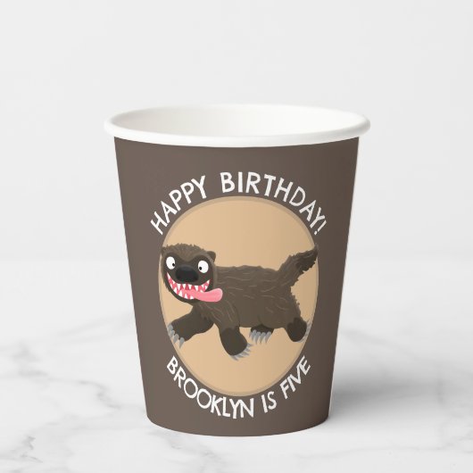 Gobelets En Papier Anniversaire personnalisé de loup affamé (Verso)