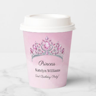 Gobelets En Papier Anniversaire personnalisé de princesse à aquarelle