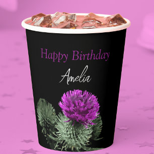 Gobelets En Papier Anniversaire personnalisé du chardon écossais