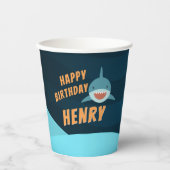 Gobelets En Papier Anniversaire personnalisé du requin souriant (Recto)