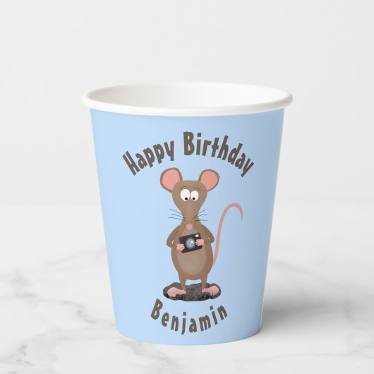 Gobelets En Papier Anniversaire personnalisé pour rat et appareil pho (Verso)