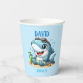 Gobelets en papier anniversaire Requin modifiables (Verso)