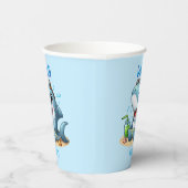 Gobelets en papier anniversaire Requin modifiables (Droite)