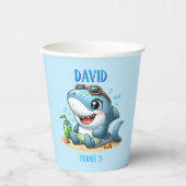 Gobelets en papier anniversaire Requin modifiables (Recto)