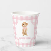 Gobelets En Papier Anniversaire rose chiot (Recto)
