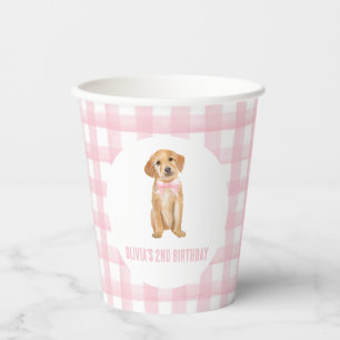 Gobelets En Papier Anniversaire rose chiot
