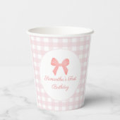 Gobelets En Papier Anniversaire rose En vichy rose rose (Verso)