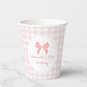 Gobelets En Papier Anniversaire rose En vichy rose rose (Recto)