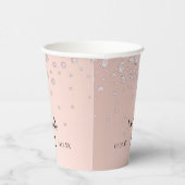 Gobelets En Papier Anniversaire rose or noir nom diamants (Droite)