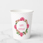Gobelets En Papier Anniversaire Rose Rouge Blanc Pois Petunia (Verso)